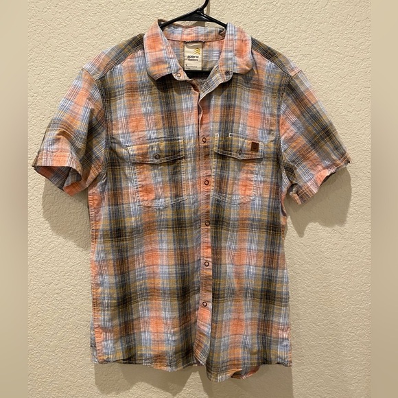 Solaris plaid button down snap shirt short sleeve size large L - Picture 1 of 7